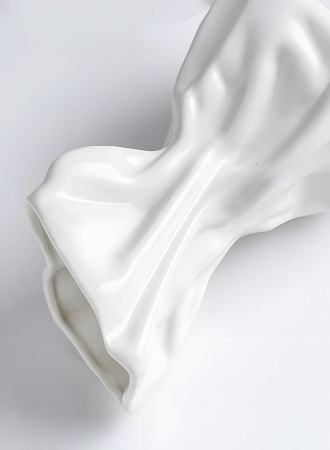 SIBRANT Paper Bag Vase for Flower, Unique Crinkle Design White Ceramic Vase, Flower Vase for Aesthetic Home Decor, Wedding Dinner Table Party Christmas Decorative - Image 2